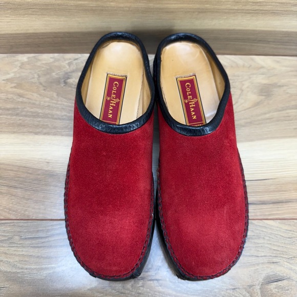 Cole Haan Country Clogs Womens 6.5 Red Suede Leather Comfort Mules - Picture 4 of 11